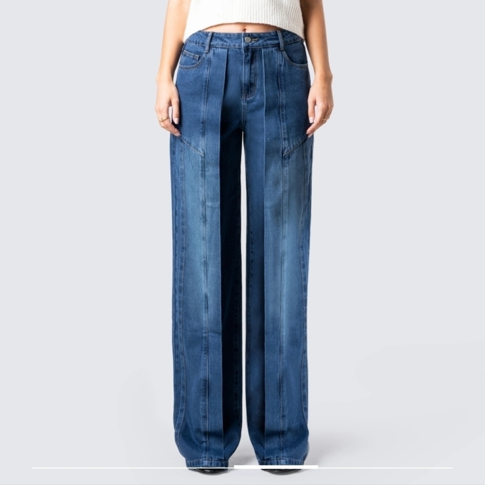 NIB‎ Finesse Alexander blue wide leg pannel jeans